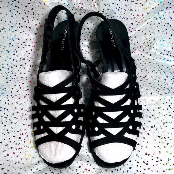 Amalfi Nestra Black Slingback Heels - Picture 2 of 8